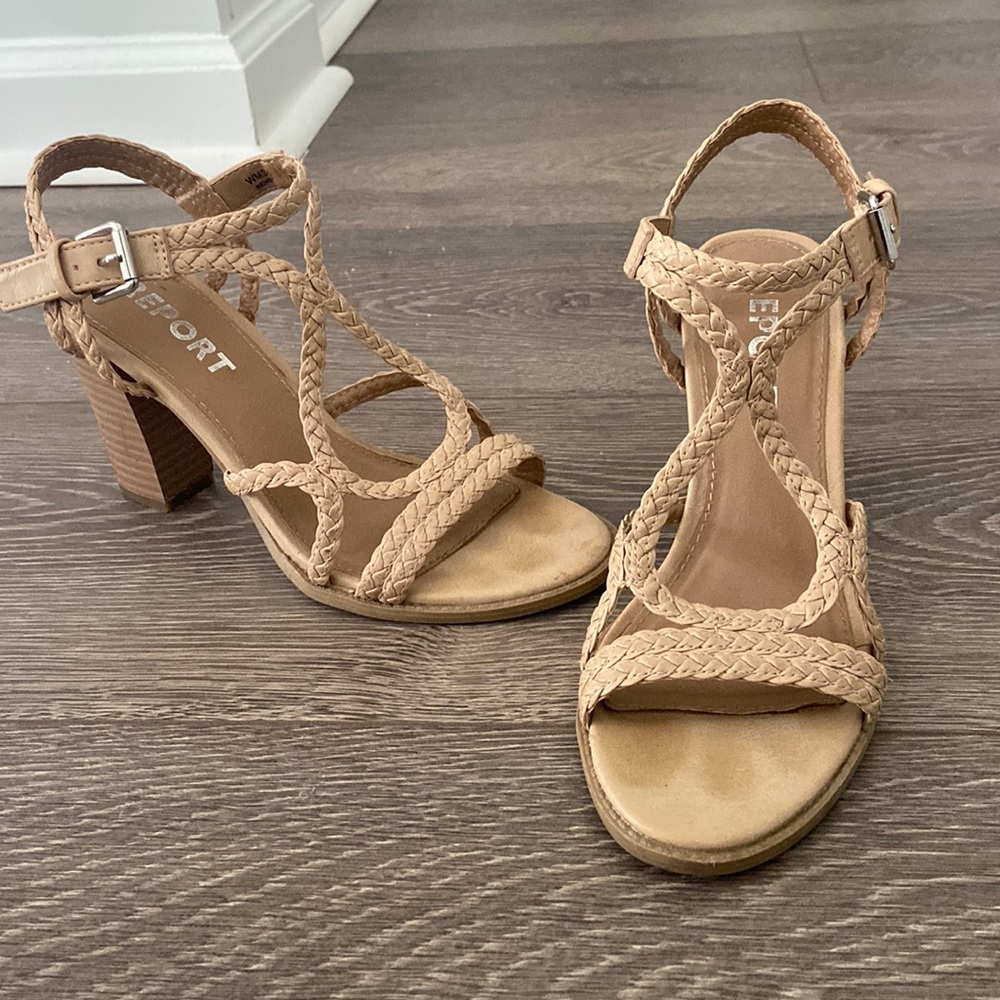 Braided nude heels